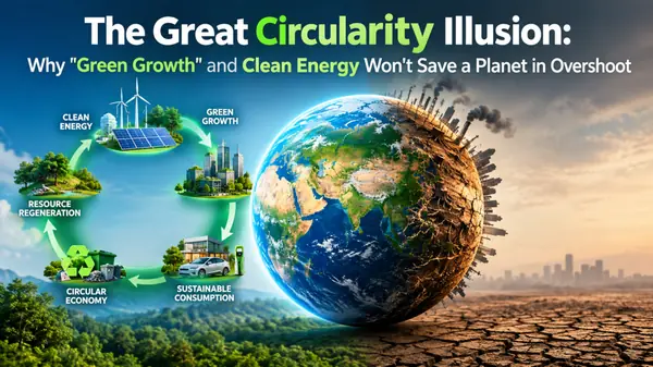 The Great Circularity Illusion: Why “Green Growth” and Clean Energy Won’t Save a Planet in Overshoot - Featured Cover Image