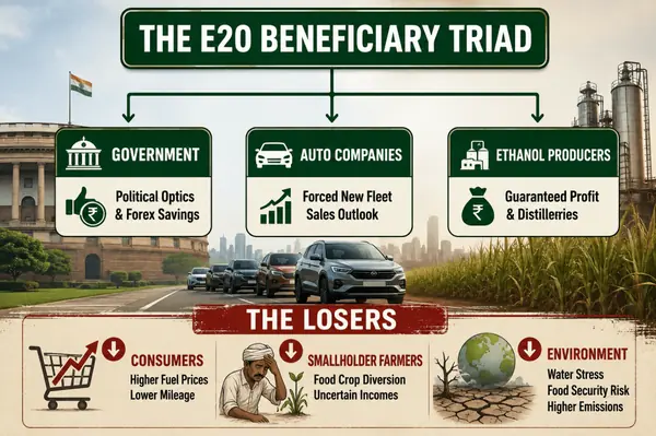 The E20 Illusion: Why India’s Rushed Ethanol Mandate Lacks Scientific Validity - Featured Cover Image