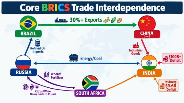 The Core BRICS Asymmetry: Mapping the Energy, Agriculture, and Trade Imbalances of the Founding Five - Featured Cover Image